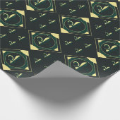 Papier Cadeau Papier à enveloppement classique noir vert (Coin)