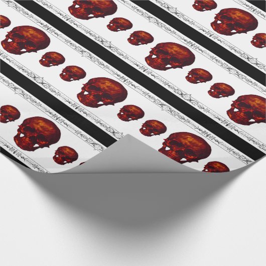 Papier Cadeau Papier à enveloppement crânien rouge (Coin)