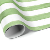 Papier Cadeau Papier à enveloppement d'aquarelle vert - rayures (Coin rond)