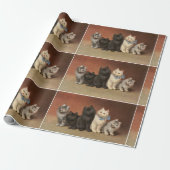 Papier Cadeau Papier à enveloppement de cinq chatons mignons (Déroulé)