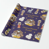 Papier Cadeau Papier à enveloppement de la Nativité noire (Déroulé)