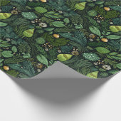 Papier Cadeau Papier à enveloppement de Noël avec arbres verts f (Coin)