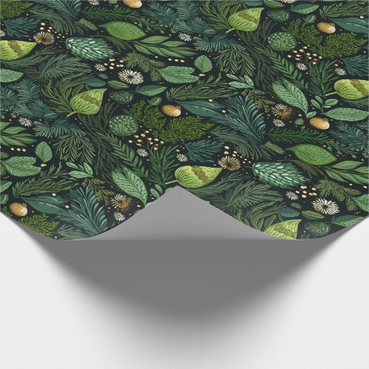Papier Cadeau Papier à enveloppement de Noël avec arbres verts f (Coin)
