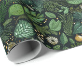 Papier Cadeau Papier à enveloppement de Noël avec arbres verts f (Coin rond)