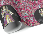 Papier Cadeau Papier à enveloppement de Noël de l'Ange de Neige  (Coin rond)