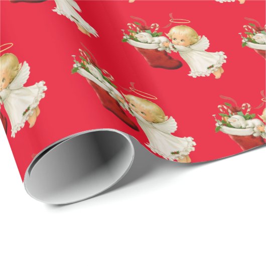 Papier Cadeau Papier à enveloppement de Noël - Petit ange (Coin rond)