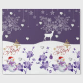 Papier Cadeau Papier à enveloppement de Noël Snowman violet (Plat)