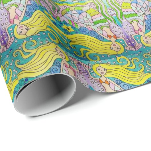 Papier Cadeau Papier à enveloppement de sirène (Coin rond)