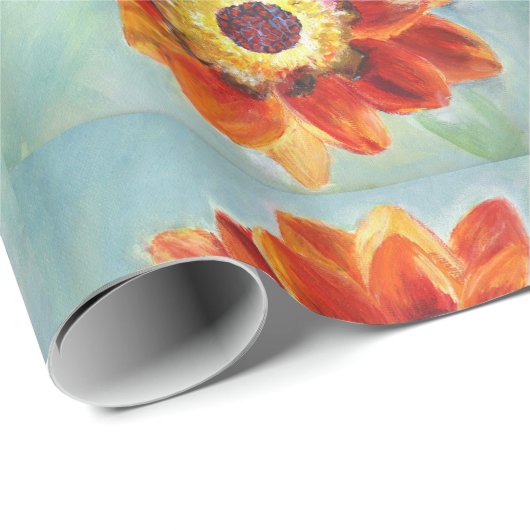 Papier Cadeau Papier à enveloppement de tournesol orang parfait (Coin rond)