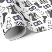 Papier Cadeau Papier à enveloppement d'échecs (Coin rond)