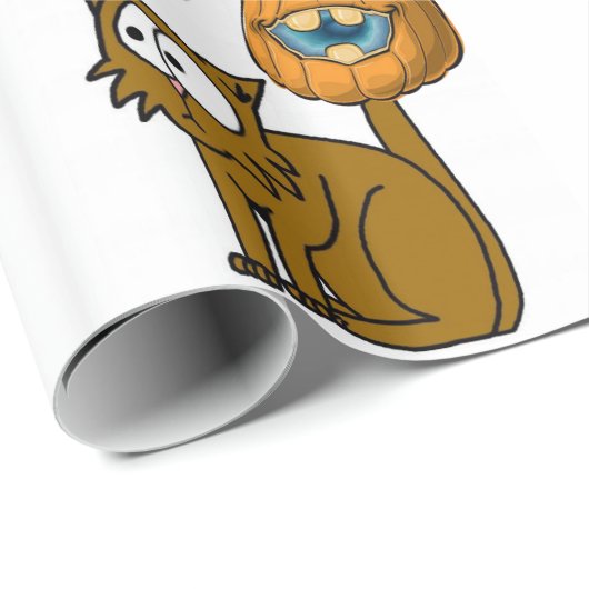 Papier Cadeau Papier à enveloppement d'Halloween, Chat (Coin rond)