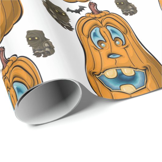 Papier Cadeau Papier à enveloppement d'Halloween, Citrouille (Coin rond)