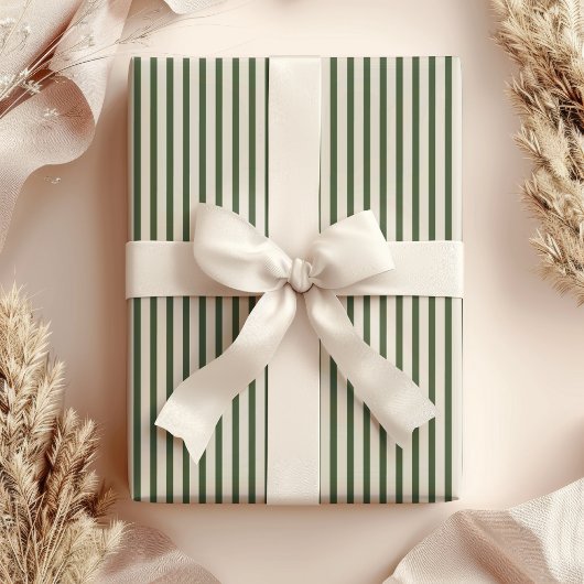 Papier Cadeau Papier à enveloppement élégant rayé vert/gris