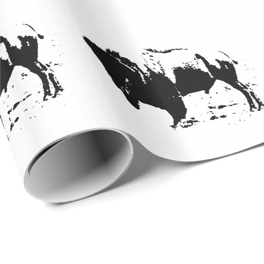 Papier Cadeau Papier à enveloppement en silhouette de bison noir (Coin rond)