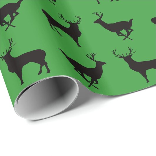 Papier Cadeau Papier à enveloppement en silhouette de cerf (Coin rond)