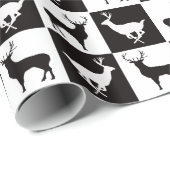 Papier Cadeau Papier à enveloppement en silhouette de cerf noir  (Coin rond)