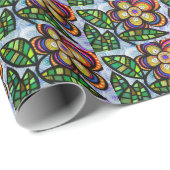 Papier Cadeau Papier à enveloppement floral (Coin rond)