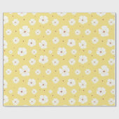Papier Cadeau Papier à enveloppement floral jaune (Plat)