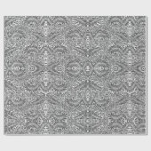 Papier Cadeau Papier à enveloppement floral noir et blanc (Plat)