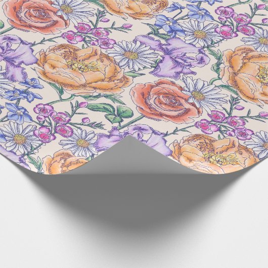 Papier Cadeau Papier à enveloppement floral victorien (Coin)