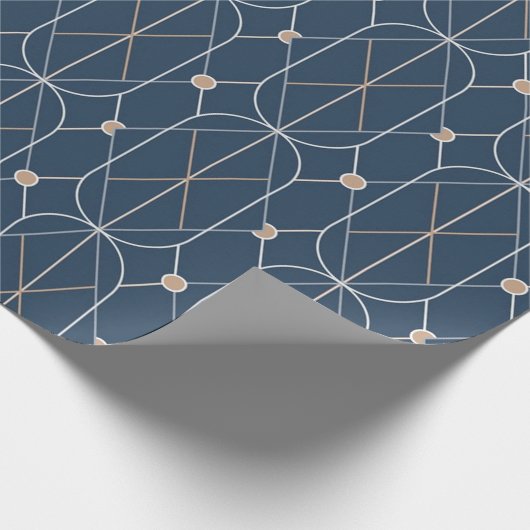 Papier Cadeau Papier à enveloppement géométrique bleu (Coin)