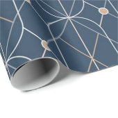 Papier Cadeau Papier à enveloppement géométrique bleu (Coin rond)