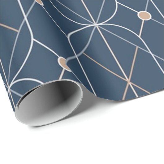 Papier Cadeau Papier à enveloppement géométrique bleu (Coin rond)