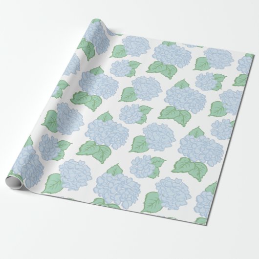 Papier Cadeau Papier à enveloppement Hydrangea bleu (Déroulé)