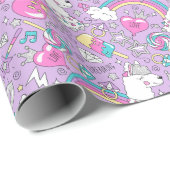 Papier Cadeau Papier à enveloppement Llama Unicorn (Coin rond)