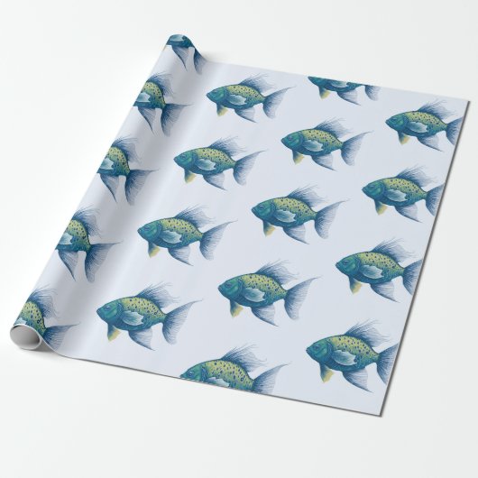 Papier Cadeau Papier à enveloppement Motif de poisson (Déroulé)