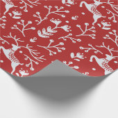 Papier Cadeau Papier à enveloppement Motif nordique rouge rustiq (Coin)