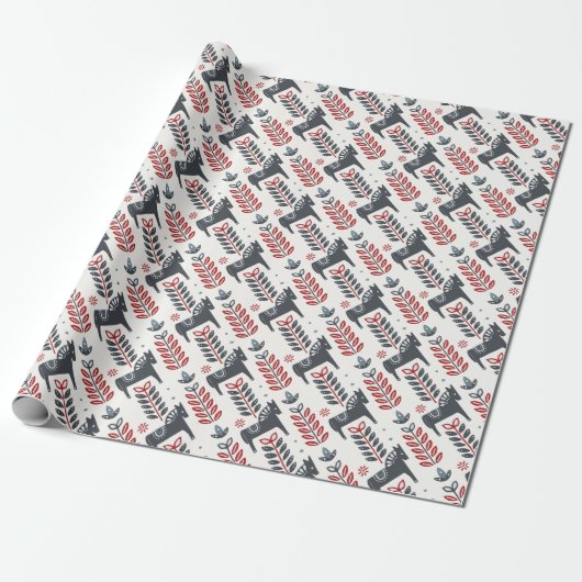 Papier Cadeau Papier à enveloppement Motif pour chevaux d'hiver (Déroulé)