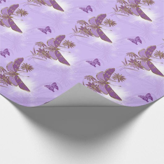 Papier Cadeau Papier à enveloppement papillon violet (Coin)