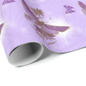 Papier Cadeau Papier à enveloppement papillon violet (Coin rond)