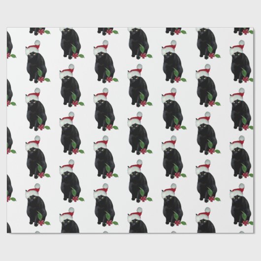 Papier Cadeau Papier à enveloppement Père Noël Chat Noir (Plat)