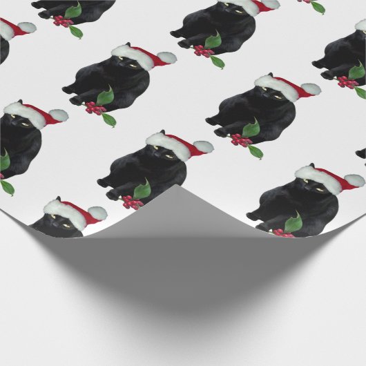 Papier Cadeau Papier à enveloppement Père Noël Chat Noir (Coin)