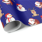Papier Cadeau Papier à enveloppement père Noël, Reindeer et Snow (Coin rond)