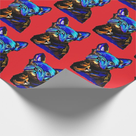 Papier Cadeau Papier à enveloppement pour chien de taureau franç (Coin)