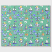 Papier Cadeau Papier à enveloppement pour voilier vert (Plat)