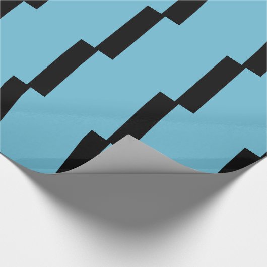 Papier Cadeau Papier à enveloppement rayé bleu clair et noir (Coin)