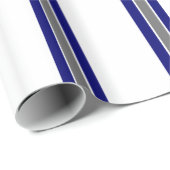 Papier Cadeau Papier à enveloppement rayé bleu et gris Ultramari (Coin rond)
