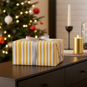 Papier Cadeau Papier à enveloppement rayé jaune et blanc chaud