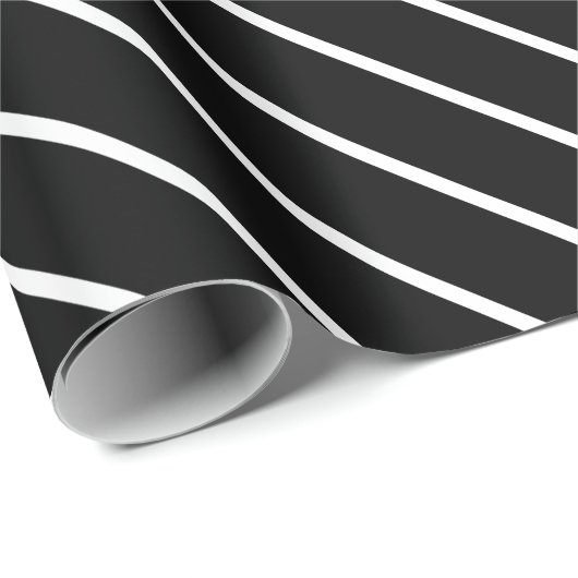 Papier Cadeau Papier à enveloppement rayé noir et blanc (Coin rond)