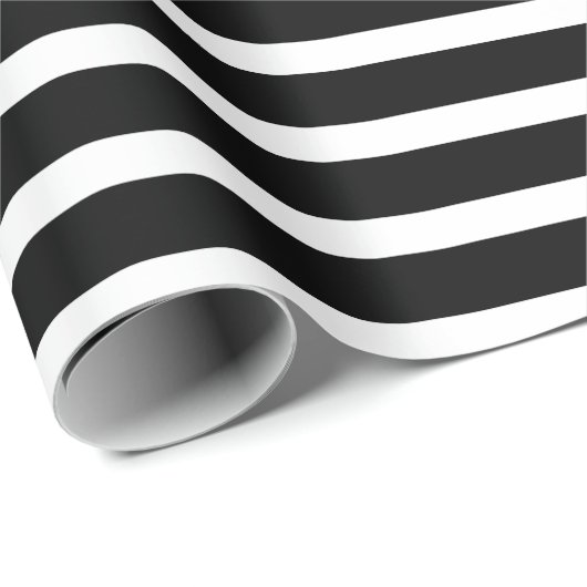 Papier Cadeau Papier à enveloppement rayé noir et blanc (Coin rond)