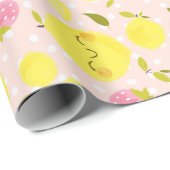 Papier Cadeau Papier à enveloppement rose citron à la fraise (Coin rond)