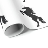 Papier Cadeau Papier à enveloppement Silhouette Unicorne (Coin rond)