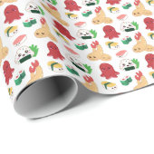 Papier Cadeau Papier à enveloppement sushi mignon (Coin rond)