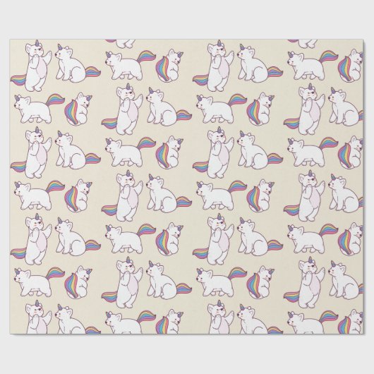 Papier Cadeau Papier à enveloppement Unicorne Ours (Plat)