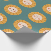 Papier Cadeau Papier à enveloppement vert orange lion (Coin)