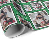 Papier Cadeau Papier à enveloppement vert photo de Noël (Coin rond)